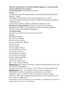 Конспект наблюдения за явлением неживой природы с детьми средней группы «Наблюдение за ветром»