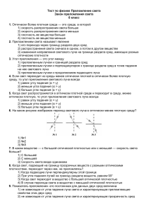 Test-Prelomlenie-sveta-Zakon-prelomleniya-sveta-8-klass