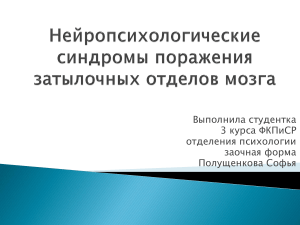 Нейропсихологические синдромы поражения затылочных отделов мозга(окончательная)