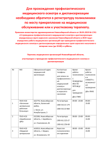 Перечень медицинских организаций