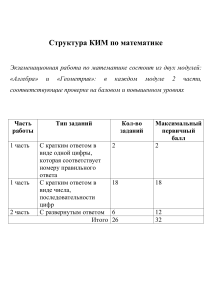 Структура КИМ по математике 9