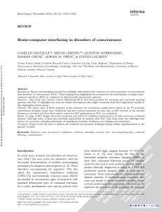 Brain-computer interfacing in disorders of consciousness. Brain Injury. 2012