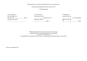 Рабочая программа 9 класс дистанционное обучение