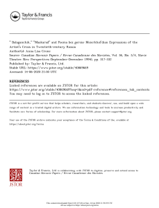 Anna Lisa Crone Balaganchik, Maskarad and Poema bez geroia Meierkhol'dian Expressions of theArtist's Crisis in Twentieth-century Russia