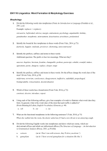 EN1110 Linguistics - word formation & morphology seminar - exercises