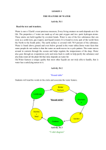 LESSON 1 The feature of water