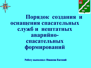 Порядок создания и оснащения спасательных работ и нештатных аварийно спасательных формирований