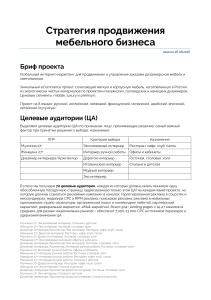 Стратегия продвижения мебельного бизнеса