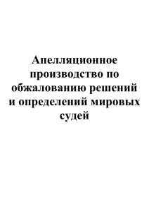 Интерактивная лекция Апелляционное производство