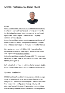 MySQL Performance Cheat Sheet   Severalnines