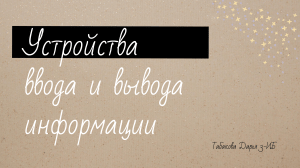 Устройства ввода и вывода информации