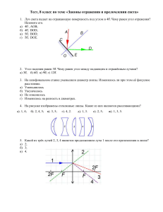 Тест «Законы отражения и преломления света»
