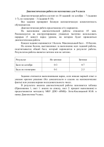 Диагностическая работа по математике для 9 класса