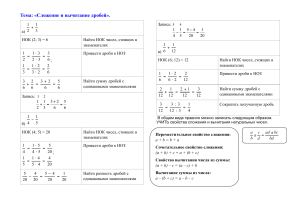 Тема сложения и вычитания дробей