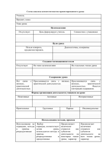 Схема анализа компетентностно-ориентированного урока