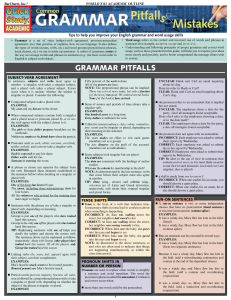 Common Grammar Pitfalls  Mistakes by QuickStudy BarCharts