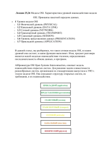 модель OSI. Характеристика уровней взаимодействия модели OSI. Принципы пакетной передачи данных.