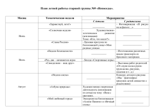 план летней работы