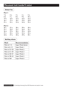 Super Minds Placement Test Teacher Notes Placement Test