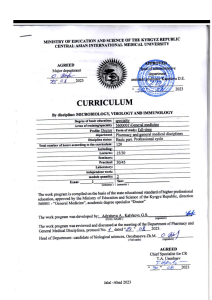 The work program of the academic discipline Microbiology