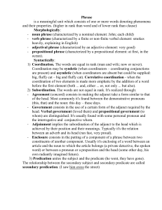 Phrase. Morphological and syntactical classification