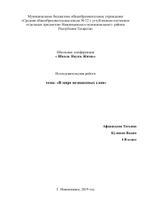 Проектная работа на тему   В мире незнакомых слов  (4 класс) (1)