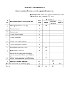 уч план Машинист комбинированной дорожной машины 1