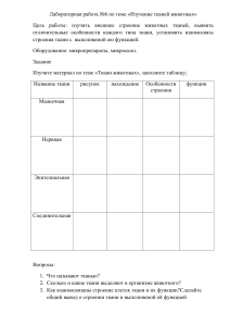 практичекая работа ткани животных