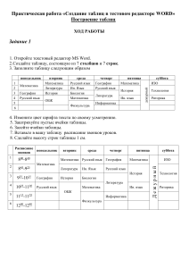 Практическая работа по информатике на тему «Создание таблиц в тестовом редакторе WORD» (7 класс)