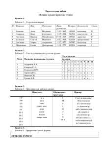 Вставка и редактирование таблиц