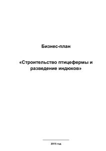 Бизнес план по выращиванию Индейки мясного направления.