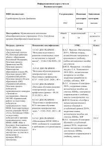 Информационная карта учителя ГДД