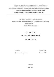 Отчет о преддипломной практике 