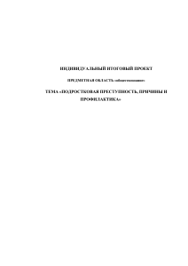 проект Подросковая преступность причины и прифилактика.