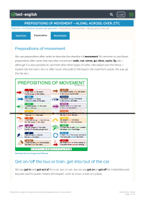 Prepositions of movement – along, across, over, etc. - Test-English